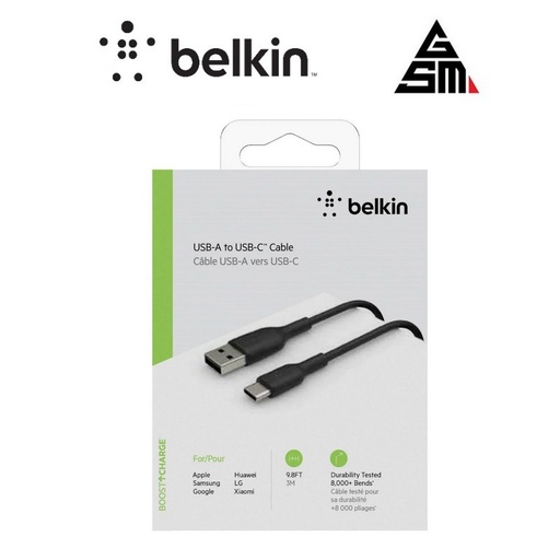 BELKIN Câble Tressé USB-C 2m (Noir)